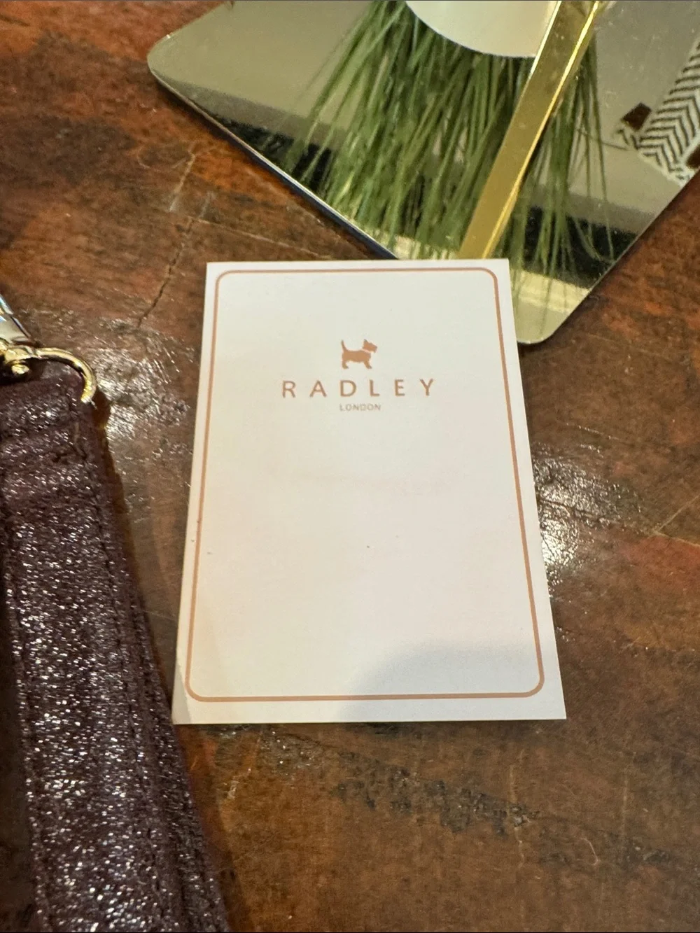 RADLEY LONDON Maroon Glitter Wristlet Clutch with Gold-Tone Clasp